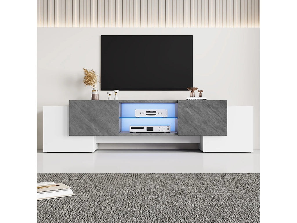 Meuble TV en Bois Blanc 180 cm 4 Portes - MODERNLUXE vue 4