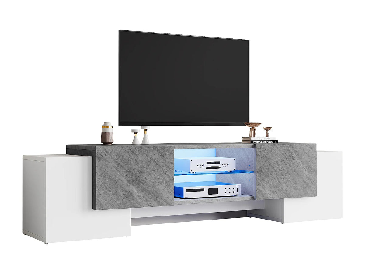 Meuble TV en Bois Blanc 180 cm 4 Portes - MODERNLUXE vue 5