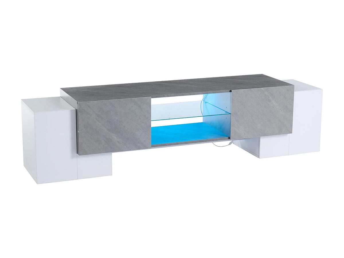 Meuble TV en Bois Blanc 180 cm 4 Portes - MODERNLUXE vue 6