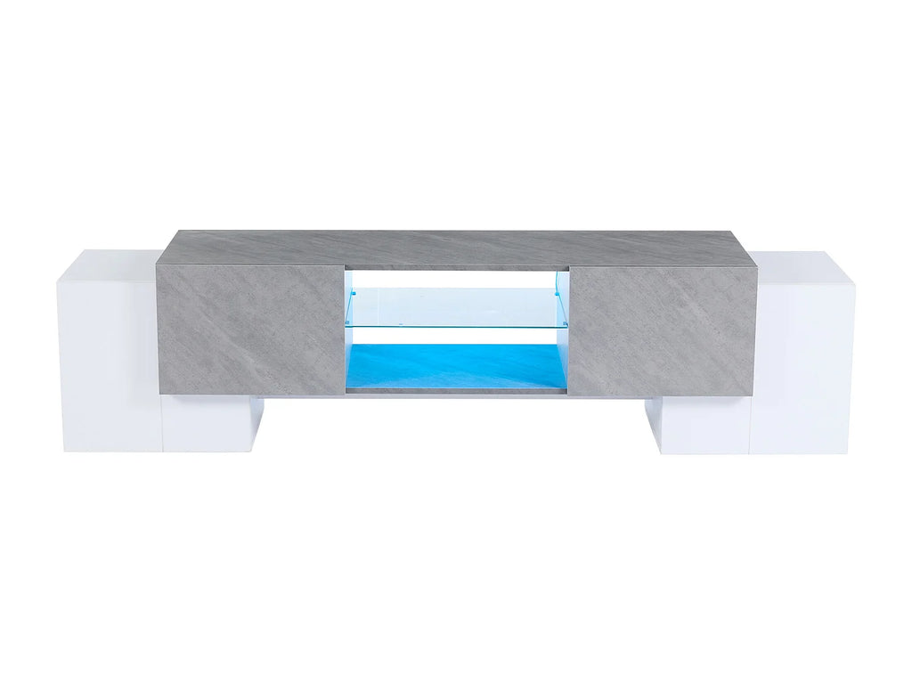 Meuble TV en Bois Blanc 180 cm 4 Portes - MODERNLUXE vue 8