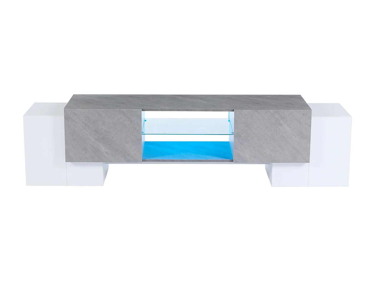 Meuble TV en Bois Blanc 180 cm 4 Portes - MODERNLUXE vue 8