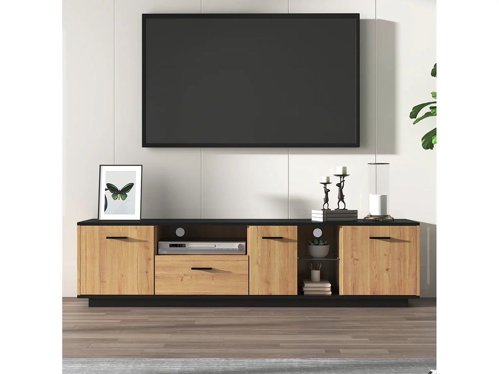 Meuble TV Bas en Bois 180 cm 3 Portes - MODERNLUXE vue 2
