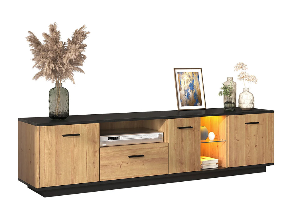 Meuble TV Bas en Bois 180 cm 3 Portes - MODERNLUXE vue 6