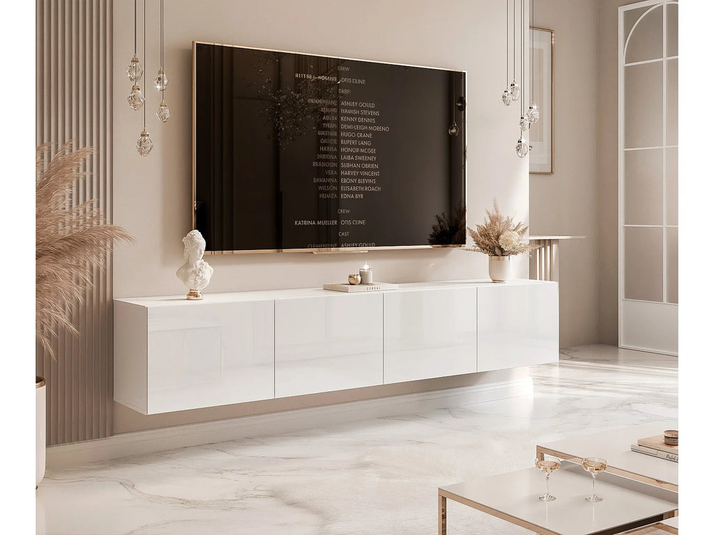 Meuble TV en Bois Blanc 200 cm - ANGEL
