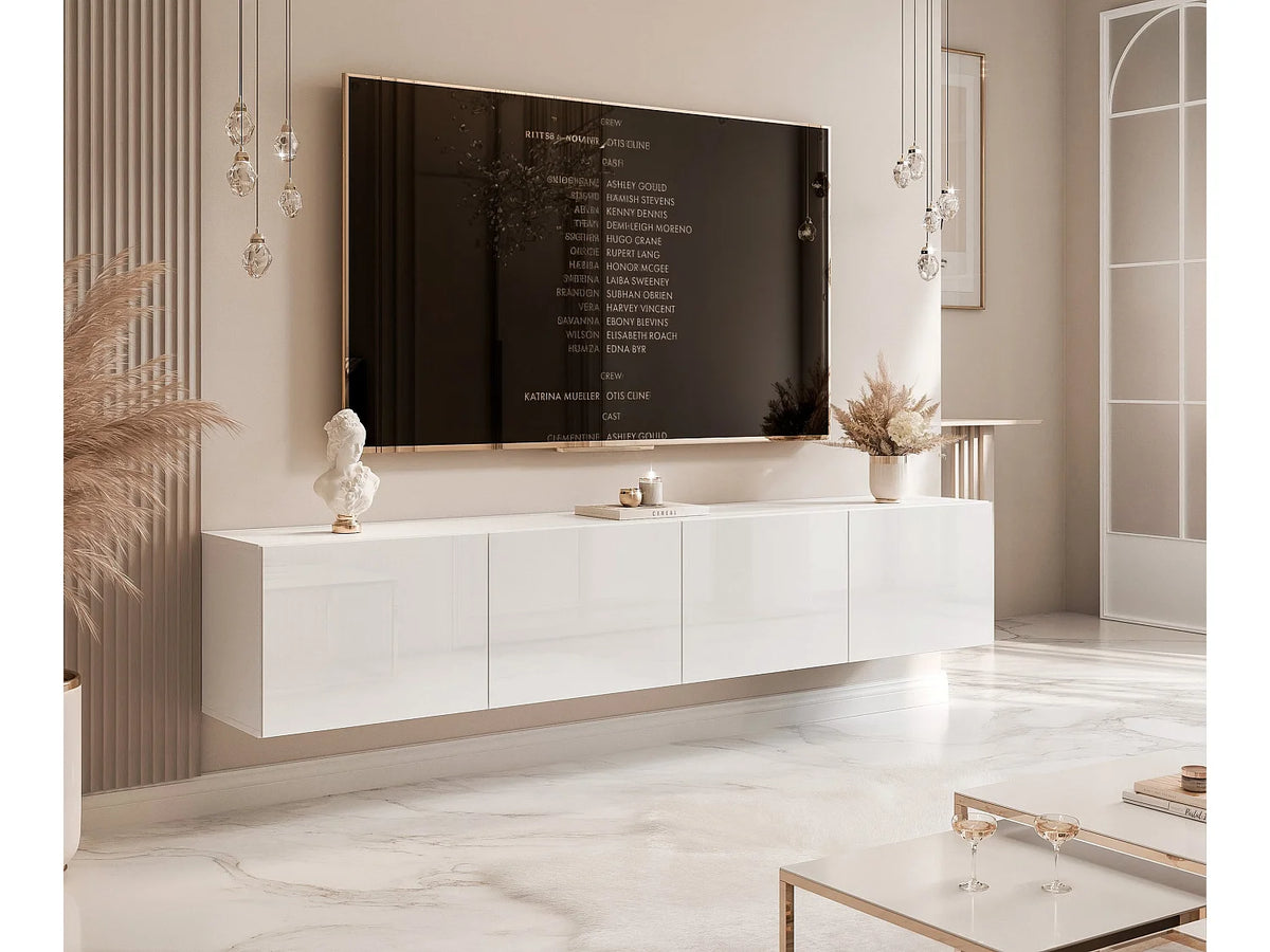 Meuble TV en Bois Blanc 200 cm - ANGEL