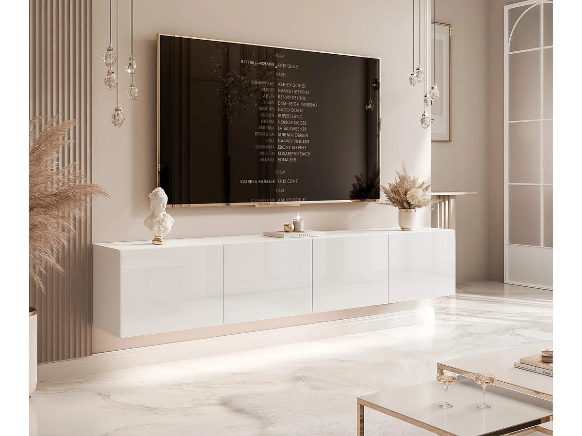 Meuble TV en Bois Blanc 200 cm - ANGEL vue 3