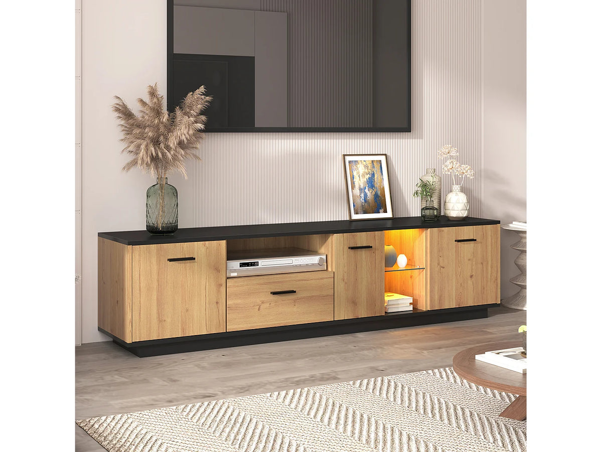 Meuble TV en Bois Noir 180 cm - MERAX vue 7