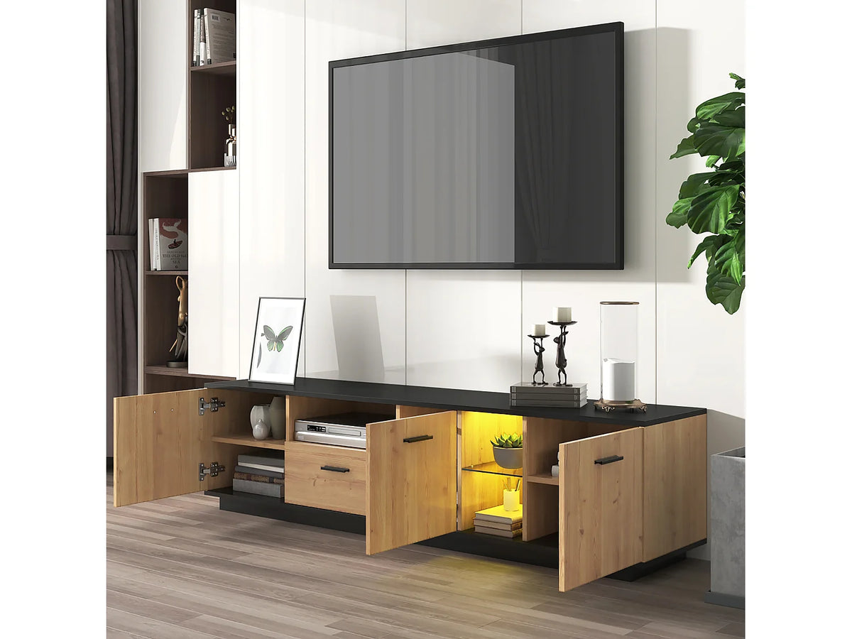 Meuble TV en Bois Noir 180 cm - MERAX vue 9