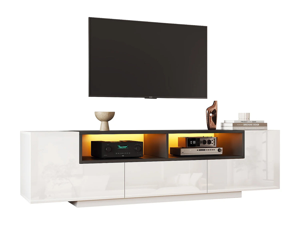 Meuble TV en Bois Blanc 180 cm - MERAX vue 7