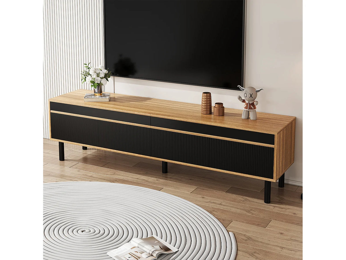 Meuble TV en Bois Noir 170 cm 4 Portes - MERAX vue 10
