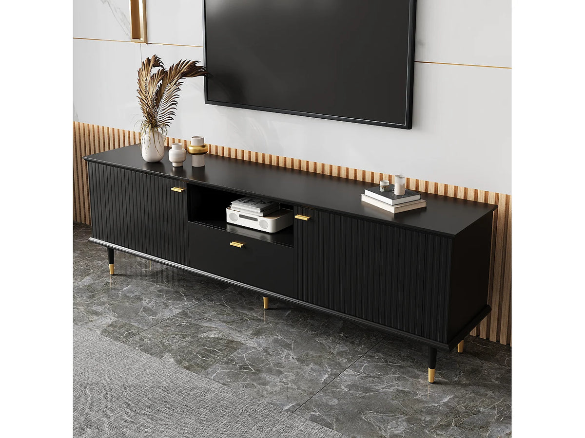 Meuble TV en Bois Noir 170 cm - MODERNLUXE vue 2