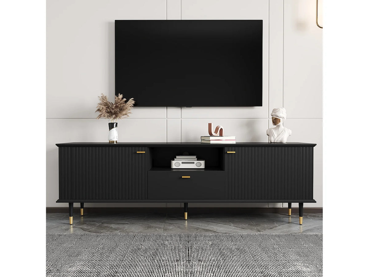 Meuble TV en Bois Noir 170 cm - MODERNLUXE vue 3