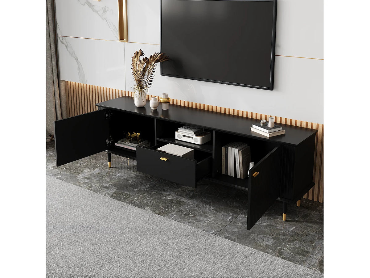 Meuble TV en Bois Noir 170 cm - MODERNLUXE vue 5