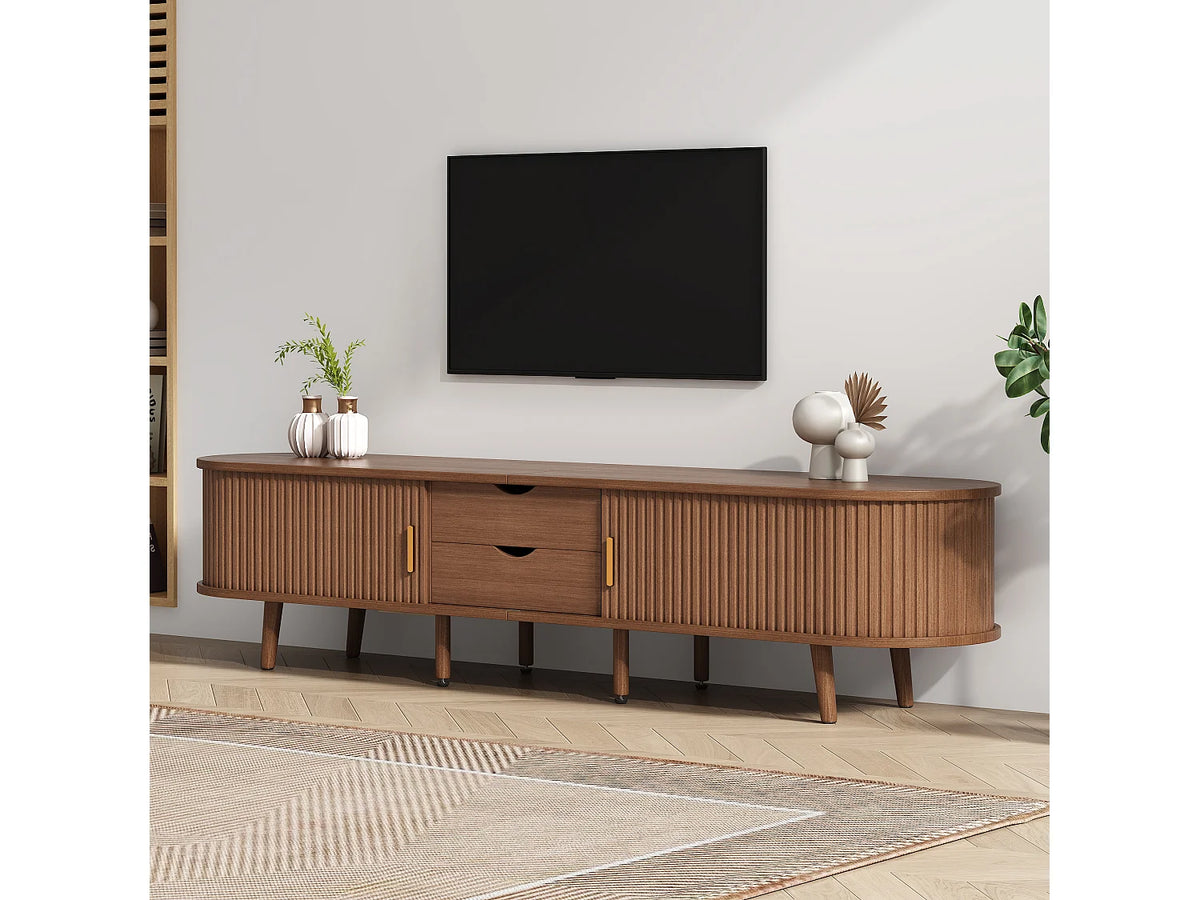 Meuble TV Bas Effet Noyer - MODFU vue 3