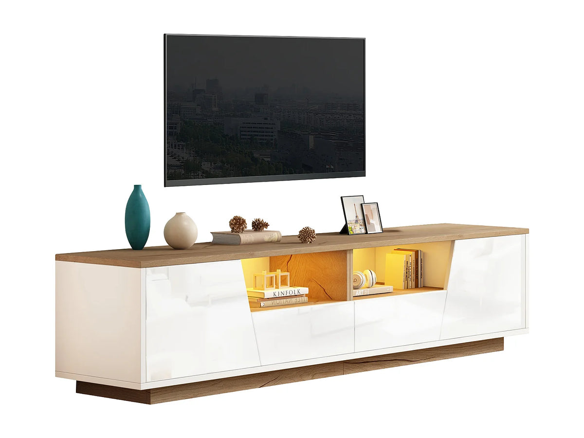 Meuble TV en Bois Blanc 180 cm 2 Portes 2 Tiroirs - MODERNLUXE vue 7