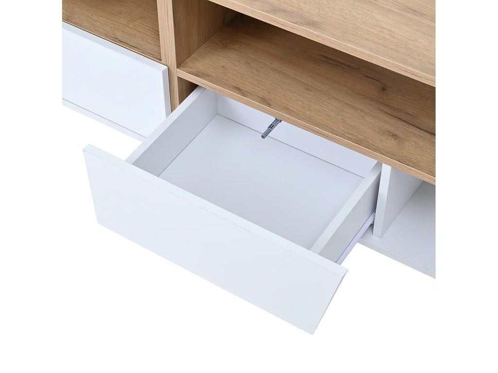 Meuble TV en Bois Blanc 180 cm 2 Portes 2 Tiroirs - MODERNLUXE vue 8