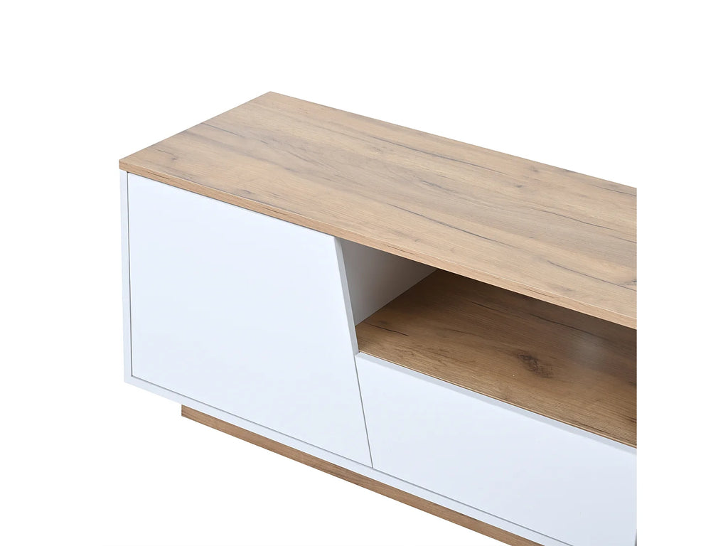 Meuble TV en Bois Blanc 180 cm 2 Portes 2 Tiroirs - MODERNLUXE vue 9