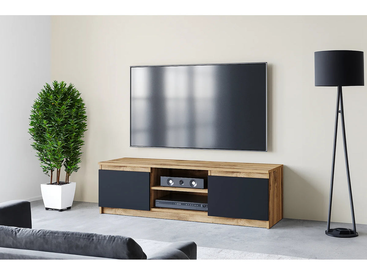 Meuble TV Bas Noir - LAUREN MEBLE BE vue 4