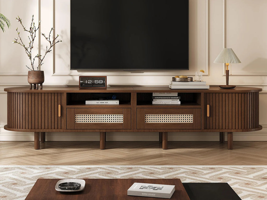 Meuble TV Bas en Bois 170 cm 2 Portes 2 Tiroirs - MODERNLUXE
