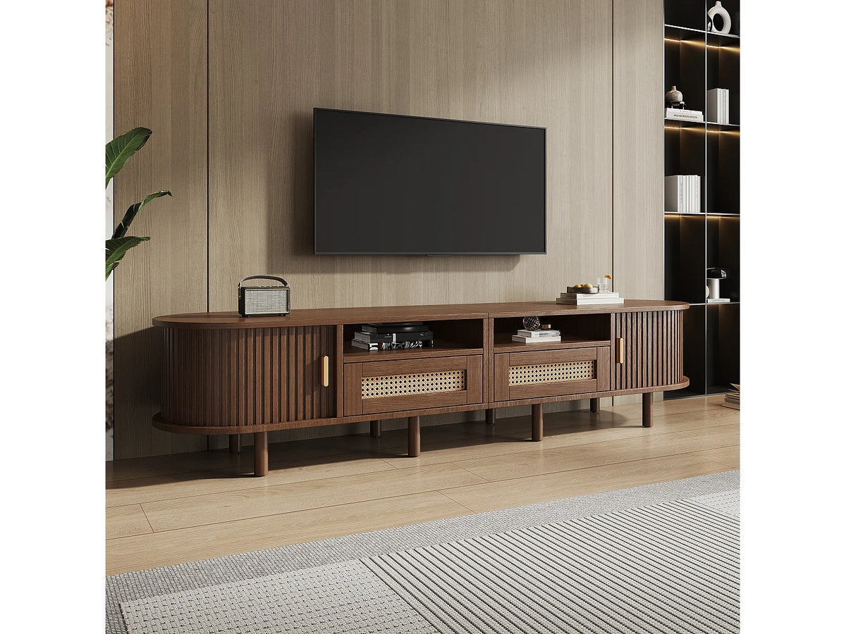 Meuble TV Bas en Bois 170 cm 2 Portes 2 Tiroirs - MODERNLUXE vue 2