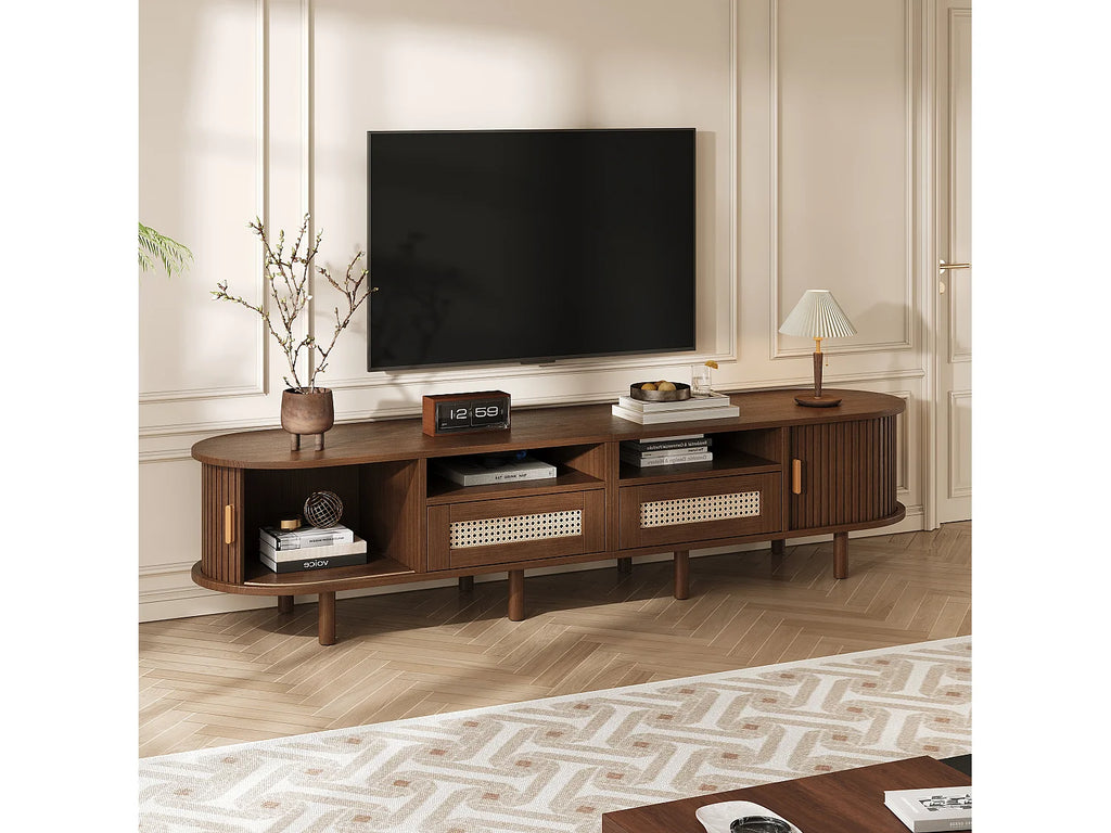 Meuble TV Bas en Bois 170 cm 2 Portes 2 Tiroirs - MODERNLUXE vue 3