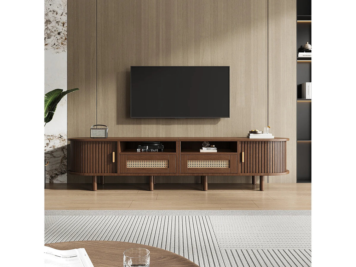 Meuble TV Bas en Bois 170 cm 2 Portes 2 Tiroirs - MODERNLUXE vue 4
