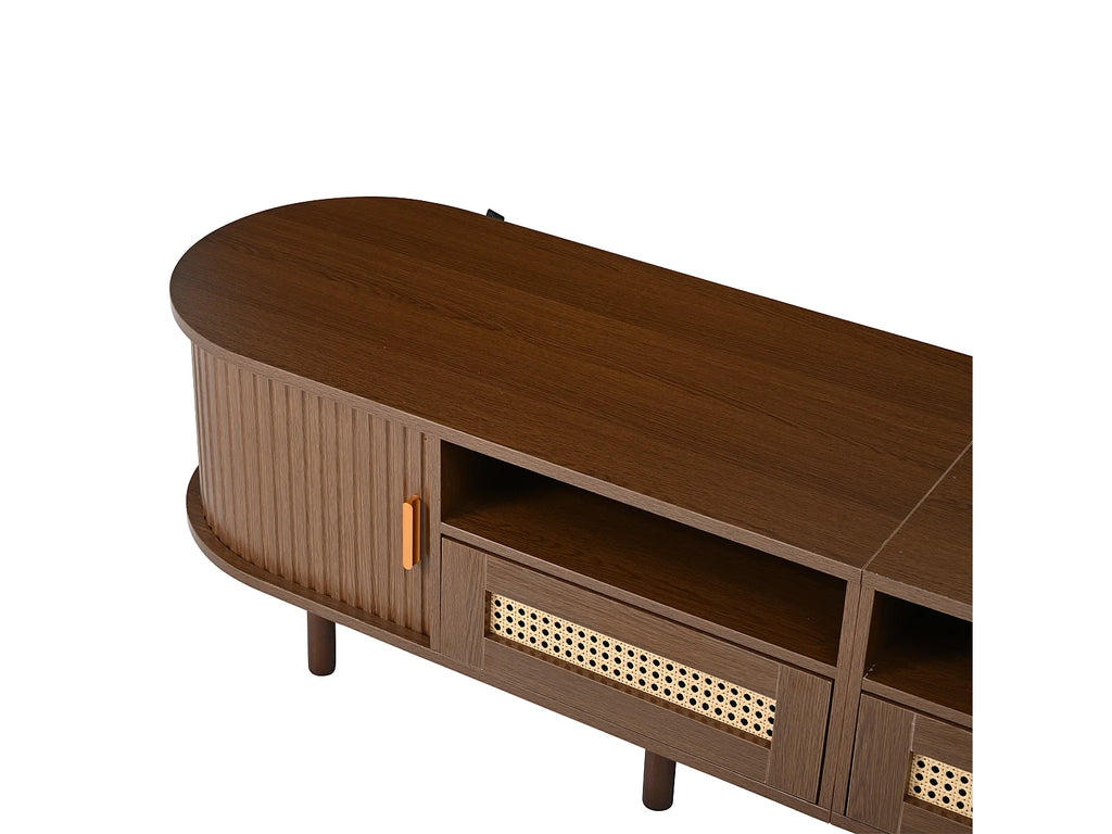 Meuble TV Bas en Bois 170 cm 2 Portes 2 Tiroirs - MODERNLUXE vue 7