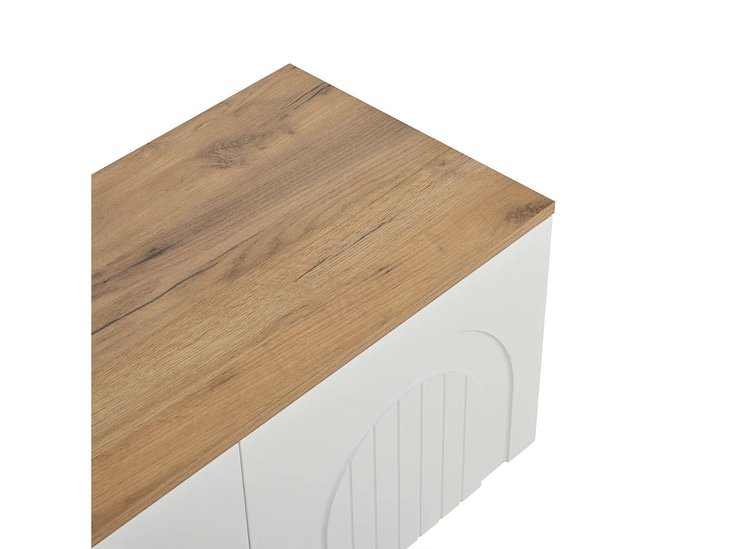 Meuble TV en Bois Blanc 180 cm 4 Portes Design - MODERNLUXE vue 8