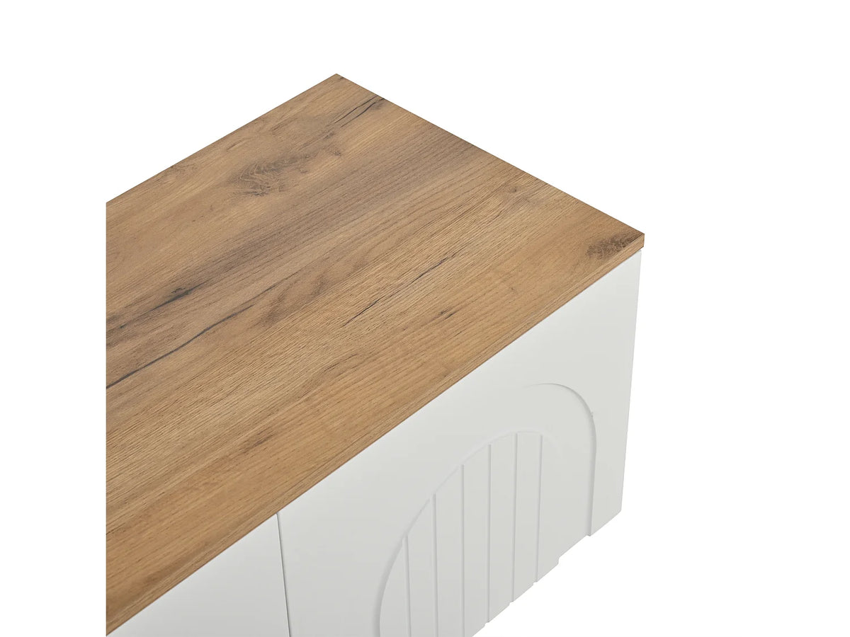 Meuble TV en Bois Blanc 180 cm 4 Portes Design - MODERNLUXE vue 8