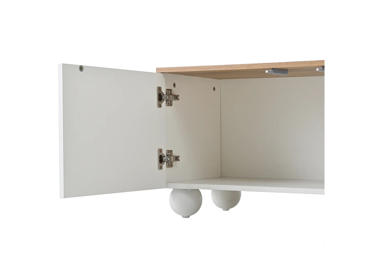 Meuble TV en Bois Blanc 180 cm 4 Portes Design - MODERNLUXE vue 9