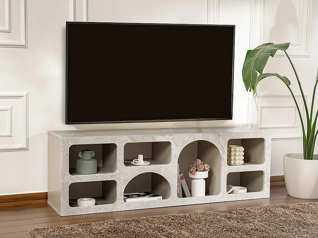 Meuble TV en Bois Gris - LUELA