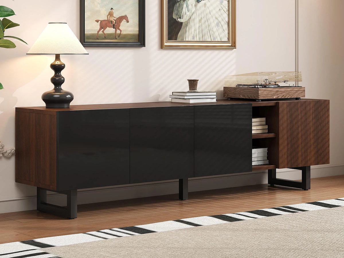 Meuble TV en Bois Noir 180 cm - MODERNLUXE
