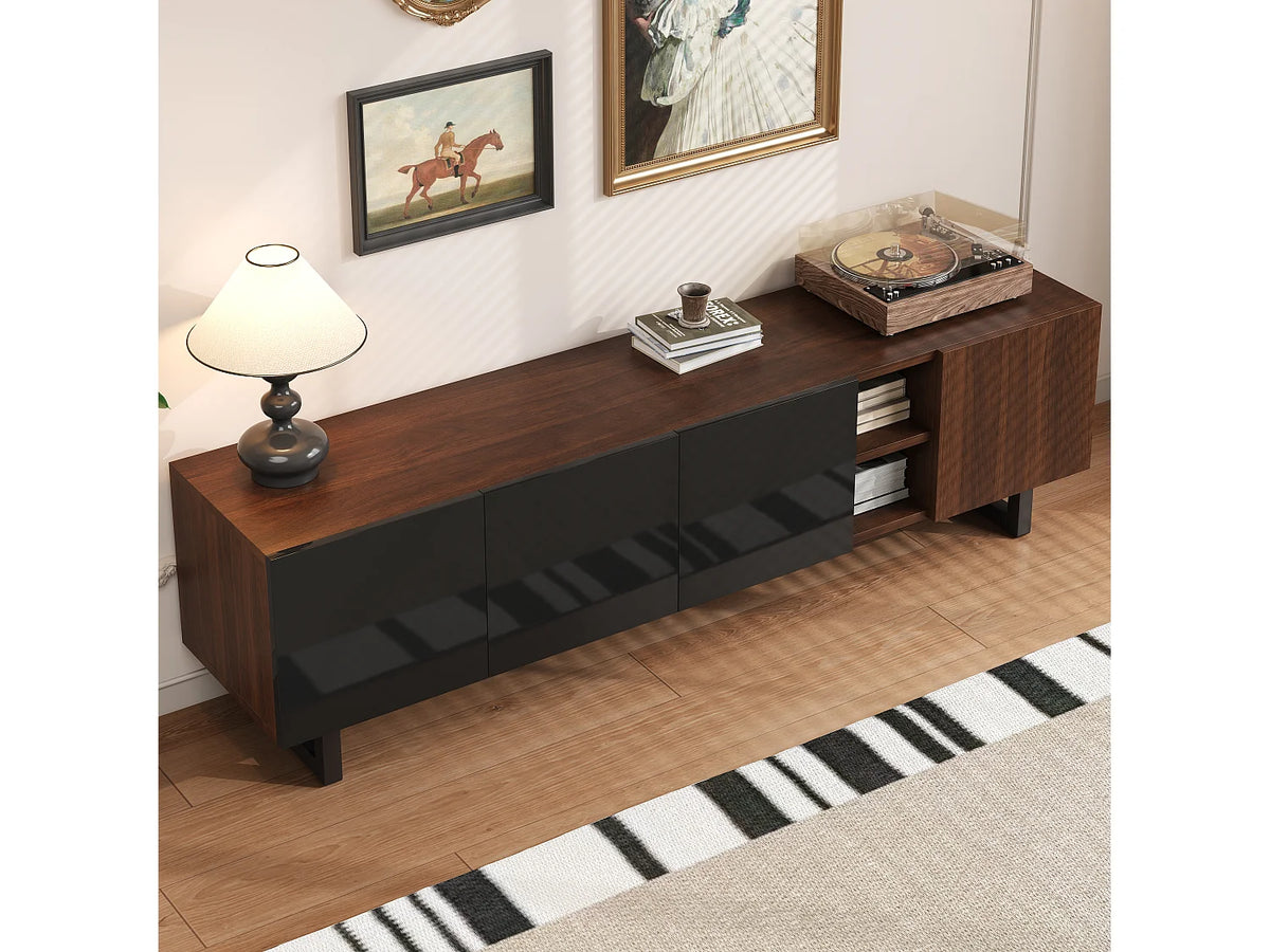 Meuble TV en Bois Noir 180 cm - MODERNLUXE vue 2