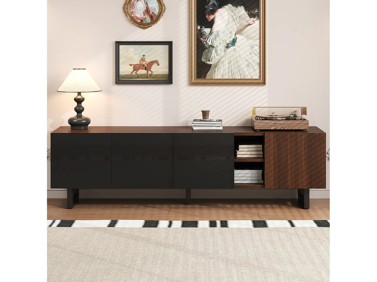 Meuble TV en Bois Noir 180 cm - MODERNLUXE vue 4