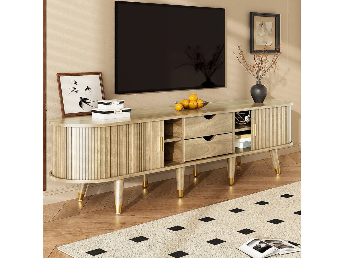 Meuble TV Bas en Bois 175 cm 2 Portes - MODERNLUXE vue 2