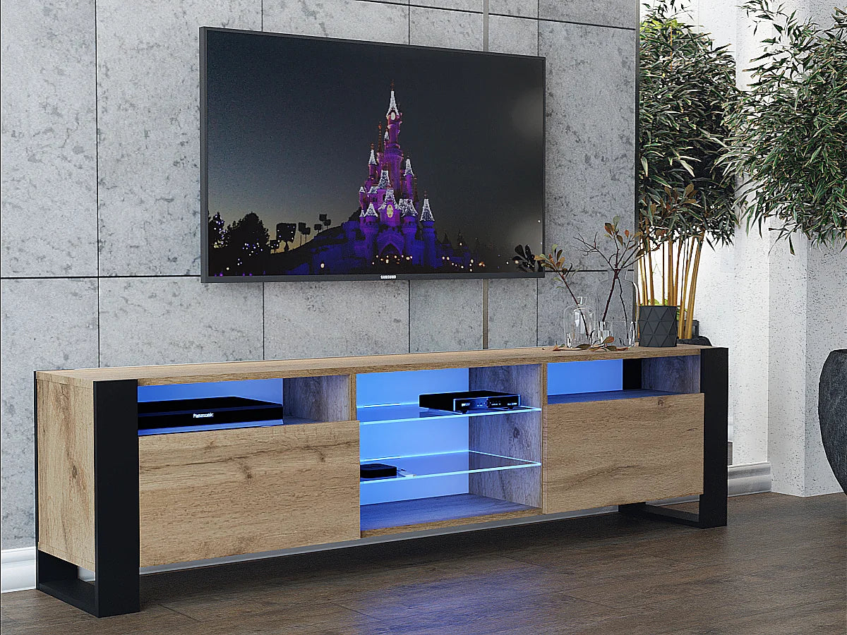 Meuble TV Effet Chêne Blanc - DUSINE INDUSTRIES