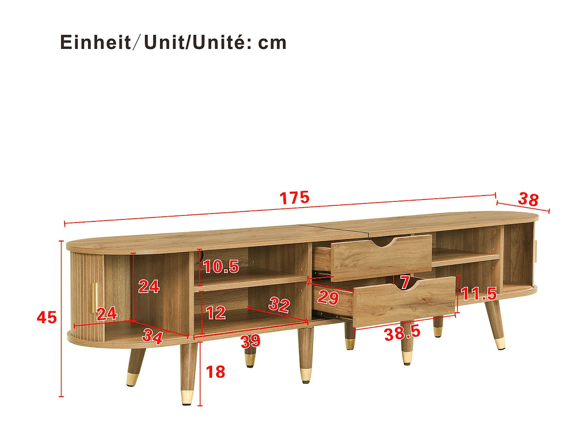 Meuble TV Bas en Bois 175 cm - MODERNLUXE vue 6