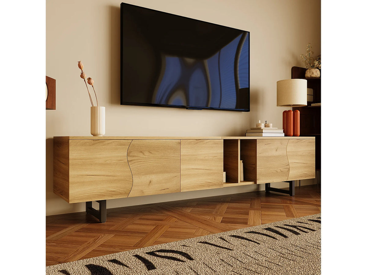 Meuble TV en Bois Moderne 191 cm - MERAX vue 8