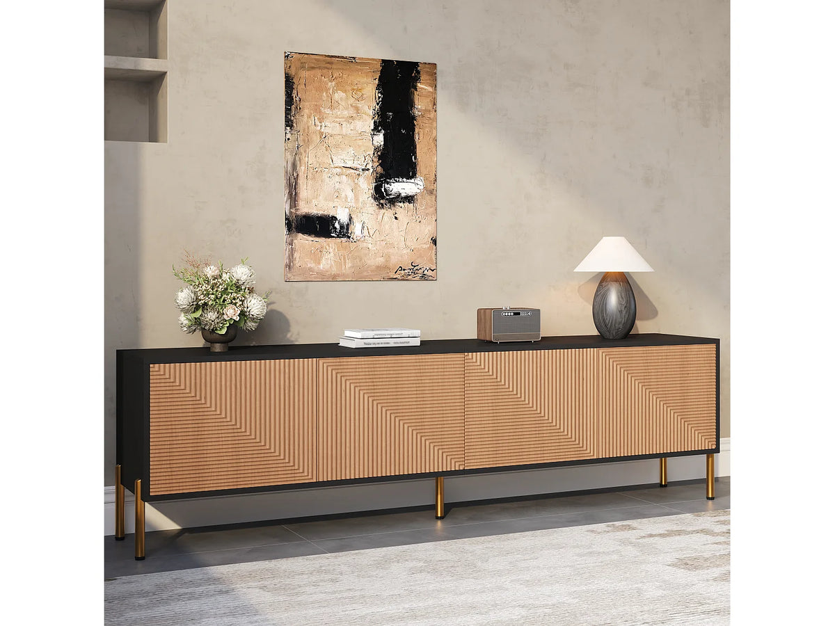 Meuble TV en Bois Noir 179 cm - MODERNLUXE vue 4