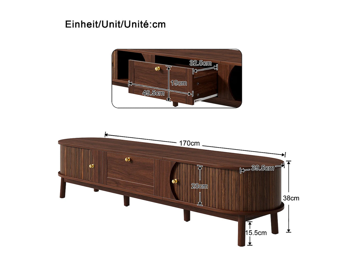 Meuble TV Bas en Bois 170 cm - MODERNLUXE vue 6
