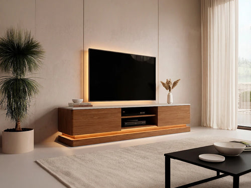 Meuble TV Bas en Bois - DEVIKA