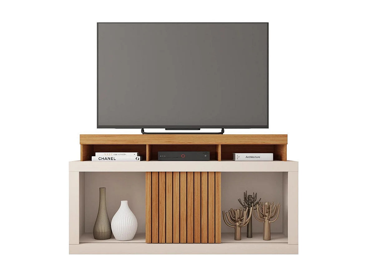 Meuble TV Effet Chêne Blanc 136 cm - BEAUX MEUBLES PAS CHERS vue 2