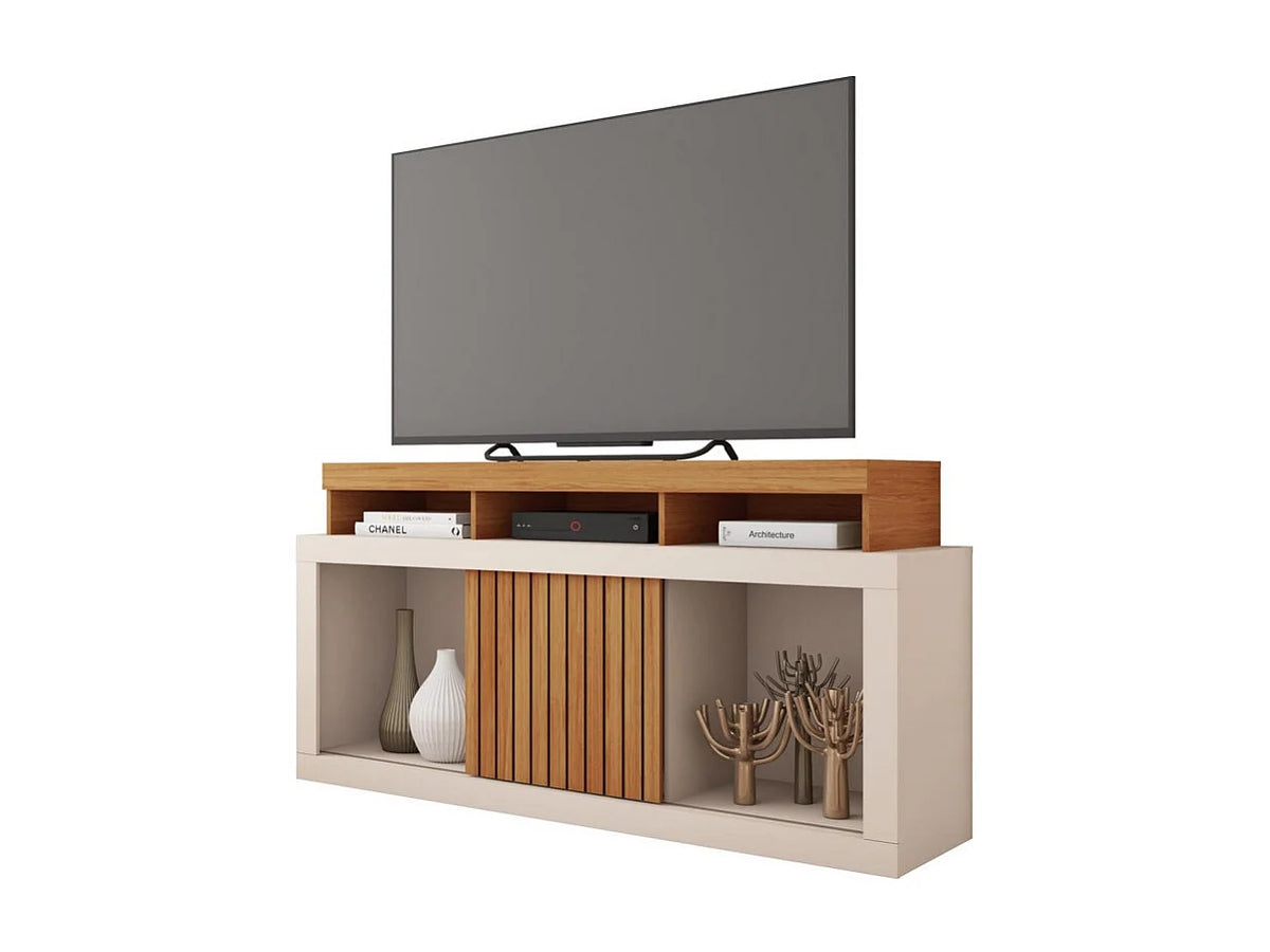Meuble TV Effet Chêne Blanc 136 cm - BEAUX MEUBLES PAS CHERS vue 3