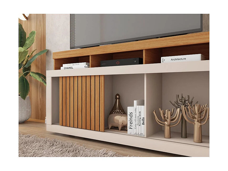 Meuble TV Effet Chêne Blanc 136 cm - BEAUX MEUBLES PAS CHERS vue 5