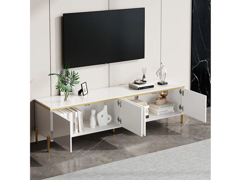 Meuble TV en Bois Blanc 170 cm - MODERNLUXE vue 3
