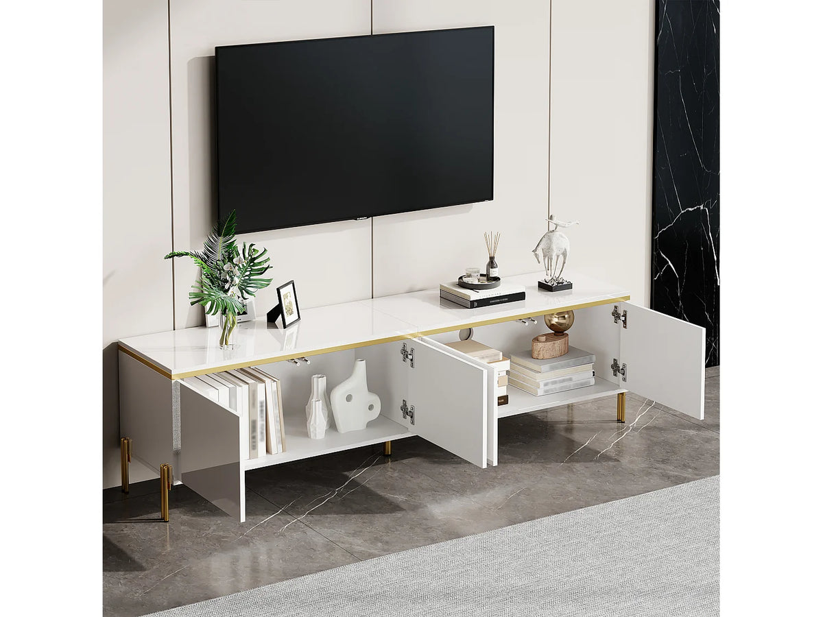 Meuble TV en Bois Blanc 170 cm - MODERNLUXE vue 3