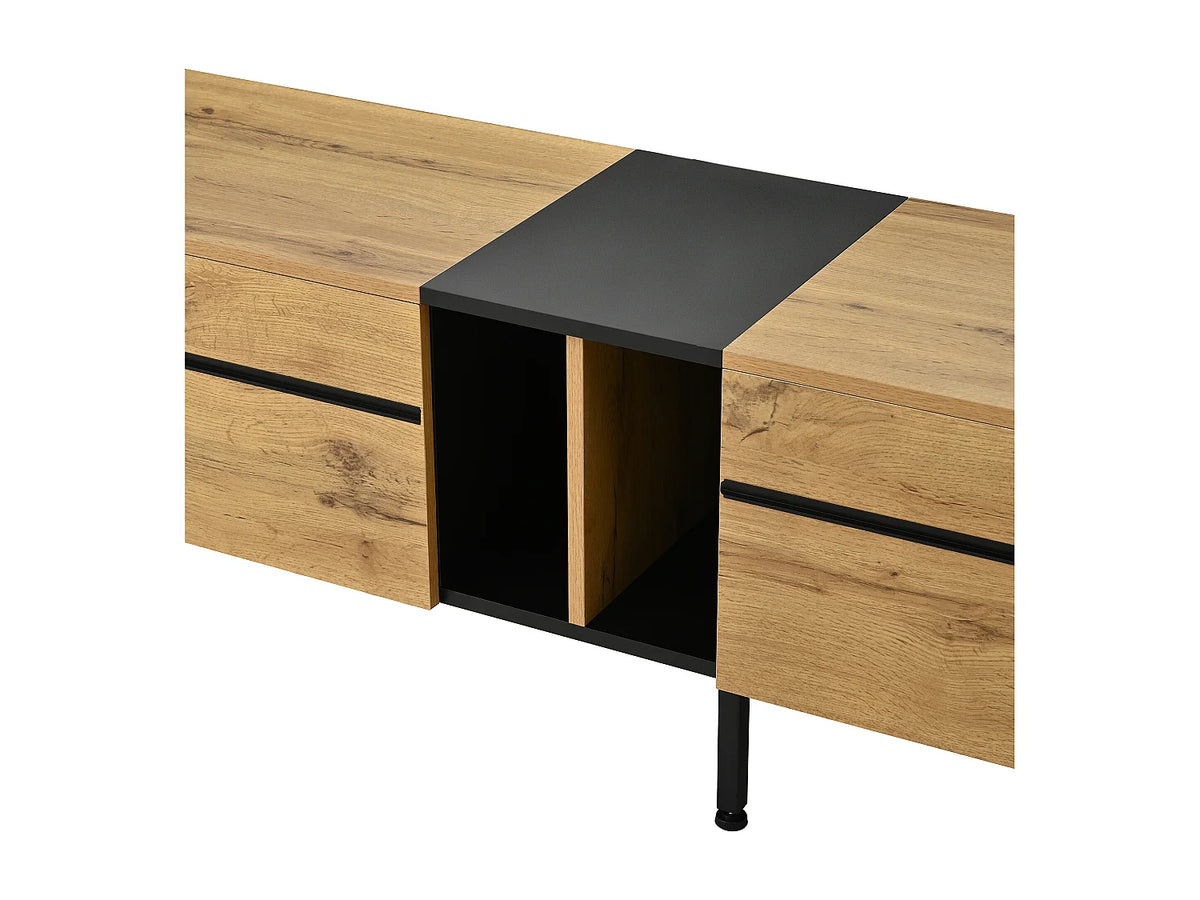 Meuble TV Bas en Bois 180 cm 3 Portes - MERAX vue 8