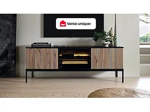 Meuble TV en Bois Noir 153 cm - OVILA vue 2