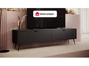 Meuble TV en Bois Noir - ELONARIA vue 2