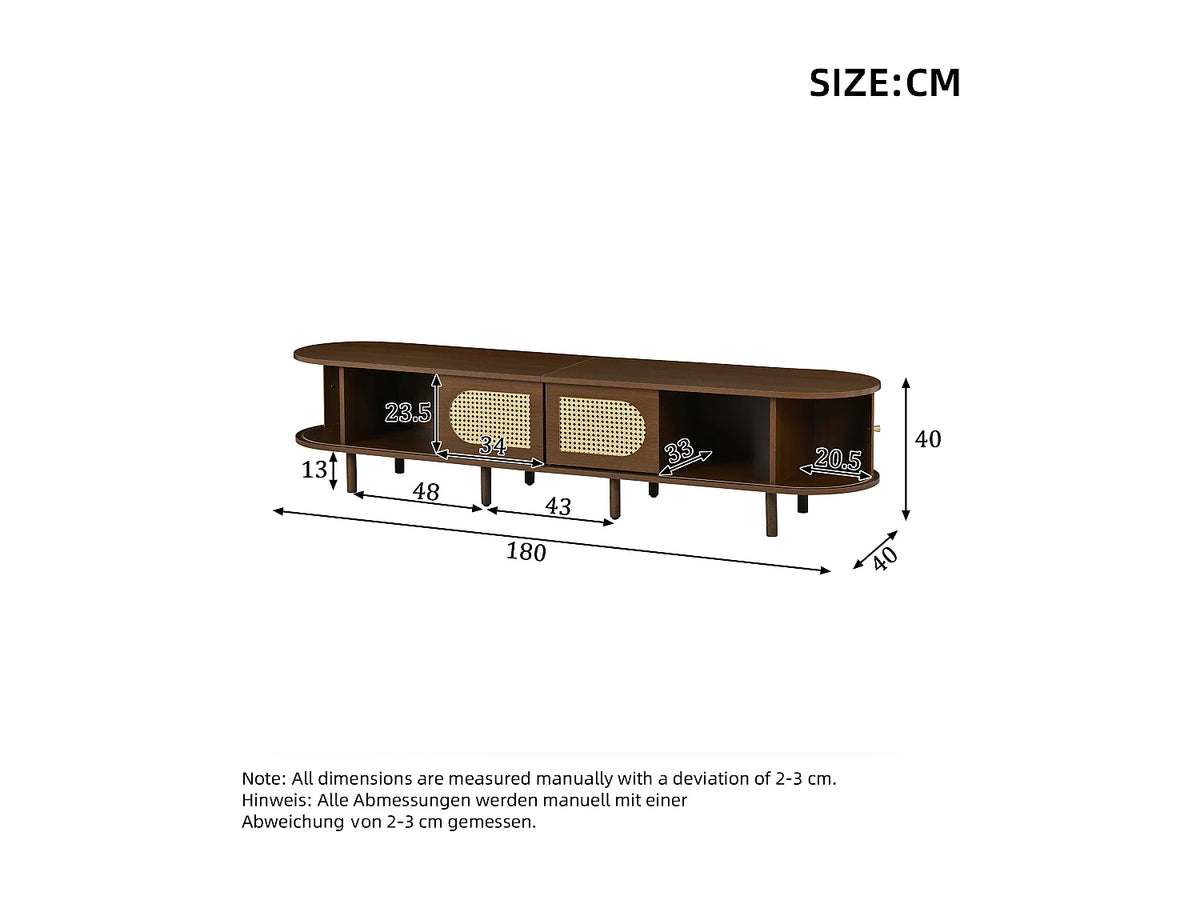 Meuble TV Bas en Bois 180 cm - MODERNLUXE vue 5